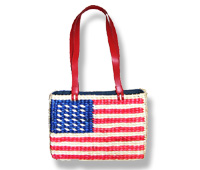 American Flag Woven Straw Bag